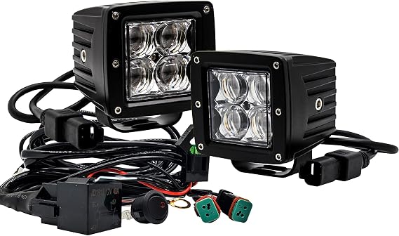 OZ-USA 4D Series 3" Pod High Intensity LED Ditch Lights Spot Beam Pattern with Plug and Play Wire Harness Offroad