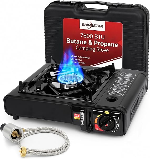 SHINESTAR 7800 BTU Dual Fuel Camping Stove, Propane Portable Gas Stove