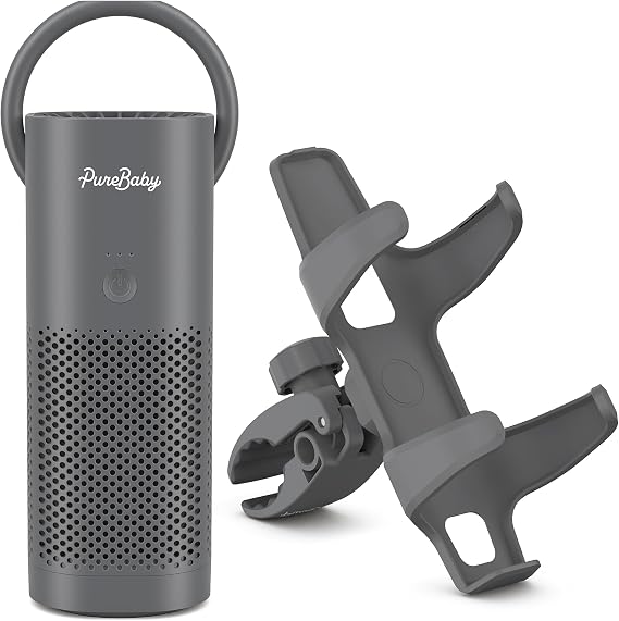 Pure Enrichment PureBaby On-the-Go Air Purifier - Portable Stroller Air Purifier & Adjustable Clamp for Car Seat, Crib, Bassinet & Playpen - True HEPA Filter Removes 99.97% of Allergens Around Baby