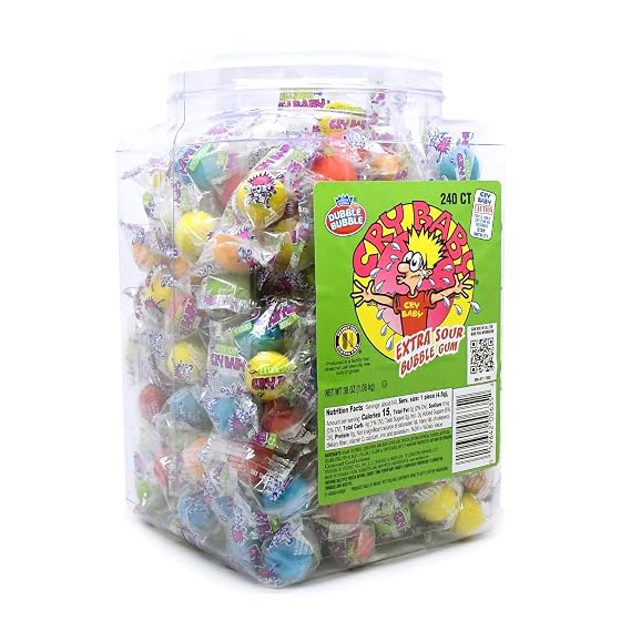 Cry Baby Extra-Sour Gum, 240-Count Jar