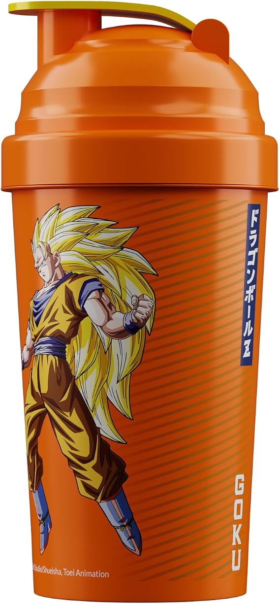 X DRAGON BALL Z DBZ (SSJ3) | Officially Licensed Limited Edition 600ml Full-Colour Shaker | Made in the UK | BPA-Free Mixer Bottle with Mesh System for Smooth Mixing (Orange Goku SSJ3 DBZ)