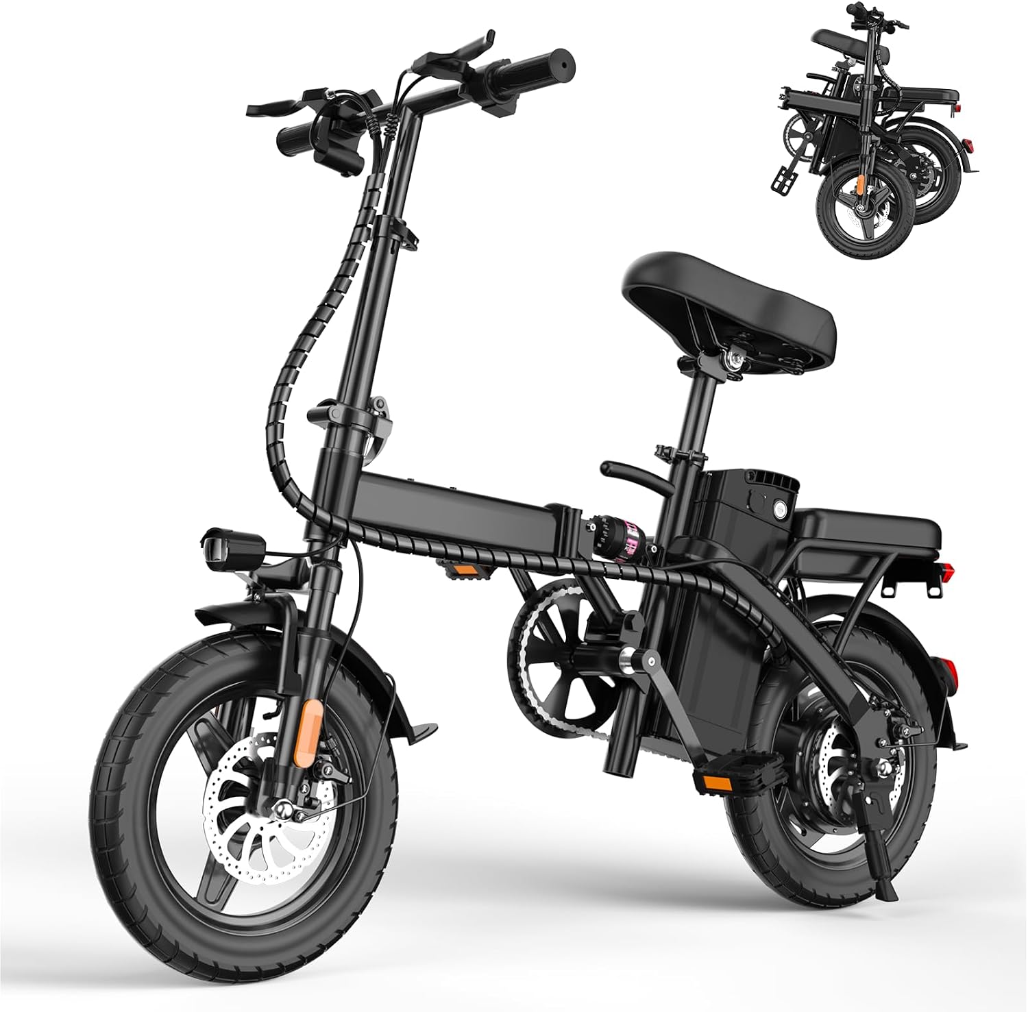 E14 E Bike Electric Bike for Adults 500W Motor, Folding Ebike 14 Adults Electric Bicycles, 48V 10Ah Removable Battery UL 2849 Certified, 30 Miles PAS Range, Mini E Bikes for Teens E14 Black