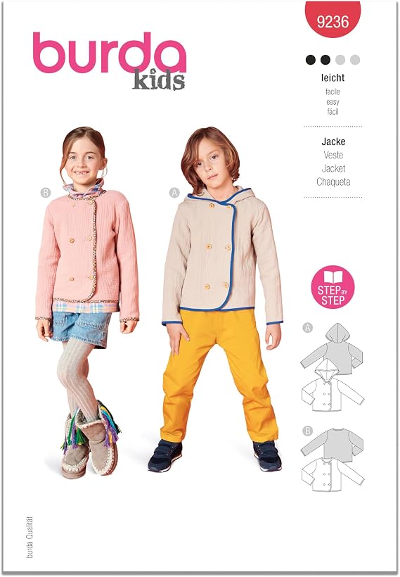 Burda Style X09236BURDA Children's Lightweight Jacket Sewing Pattern Packet, Design Code B9236, Sizes 4-11 (104-146)