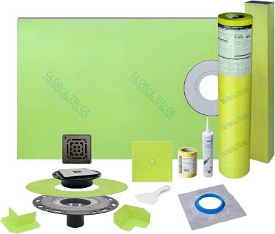 Waterproof Shower Kit 32 x 60 With 2 PVC Drain Kit and Brushed Titan Finish - 4 Grid STC-SDKPVC2V98ATSB