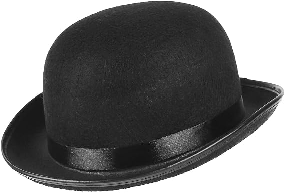 GEMVIE Classic Black Felt Derby Hat Lightweight Bowler Hat Novelty Costume Hat for Party Dress Ups