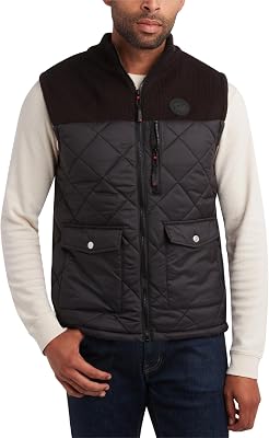 CANADA WEATHER GEAR Mens Puffer Vest - Water Resistant Windproof Insulated Quilted Puffer Vest for Men Zip Up Sweater Yoke
