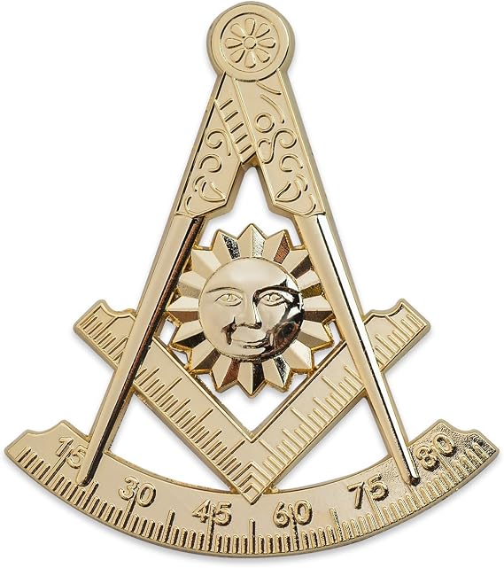 Past Master Masonic Auto Emblem - [Gold][3'' Tall]