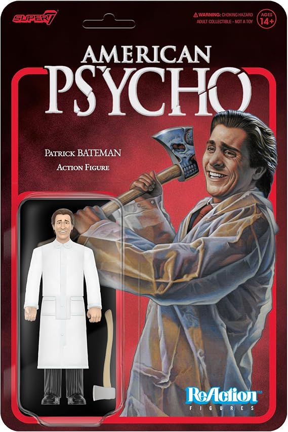 Super7 American Psycho Patrick Bateman (Raincoat) - 3.75" American Psycho Action Figure with Accessory Classic Movie Collectibles and Retro Toys