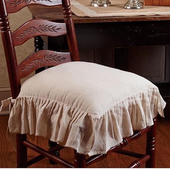 The Country House Collection Flax Ruffled French Country Chair Pad (Null)