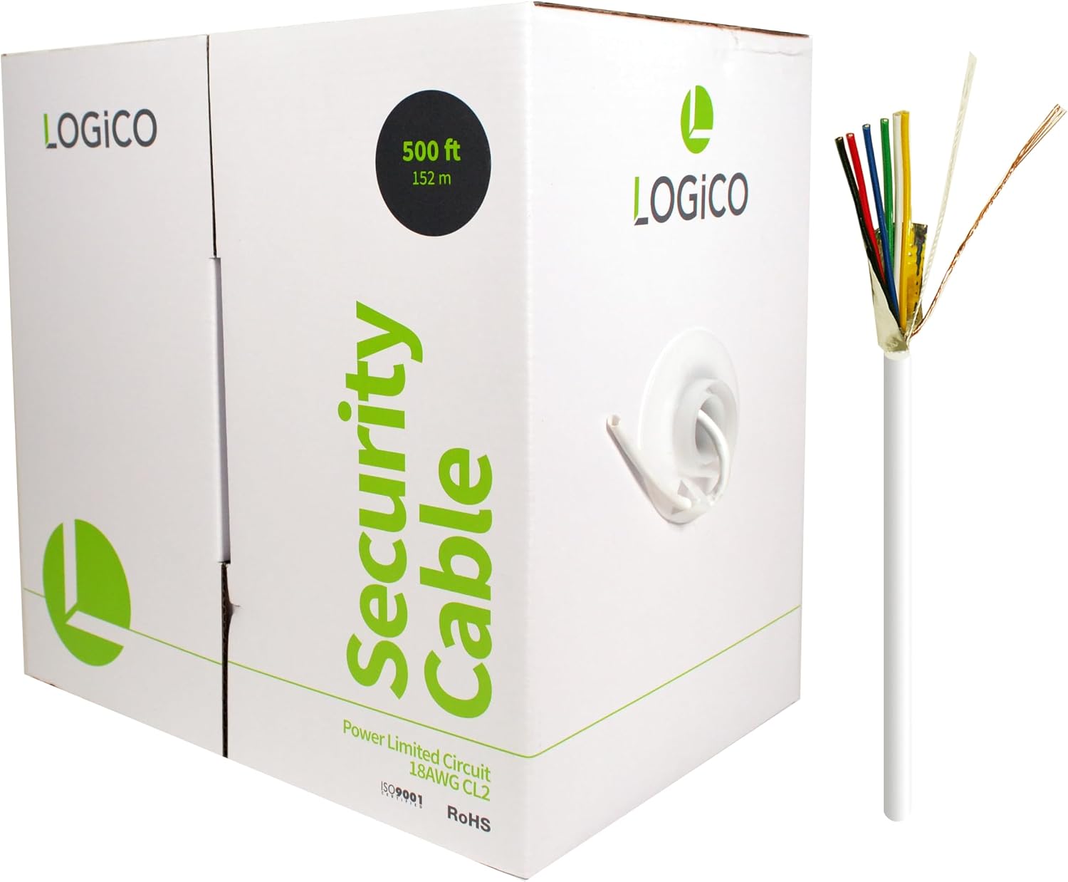 LOGICO Best 500ft 186 Shielded CCA Security Alarm Control Wire Stranded PVC Jacket White