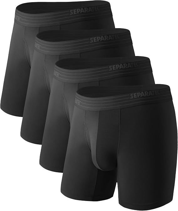 Separatec Mens Boxer Briefs Bamboo Rayon Moisture Wicking Pouch 4 Pack