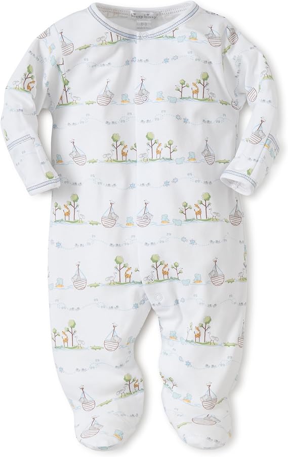 kissy kissy Baby Boys&Girls Noah's Print Footie Pajamas, Newborn - 9 Months