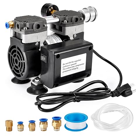 Vacuum Pump 50 L/Min, Oilless Pump with Upgraded Capacitor, 110V