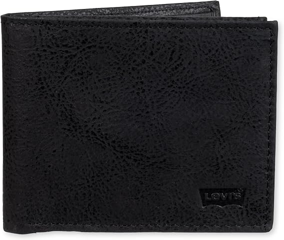 Levi's mens Classic Bifold Passcase Wallet With Multiple Card Slots and Id Window Black Embossed