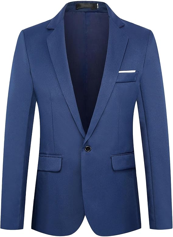 Men's Slim Fit Suit Jacket Casual Lightweight Sport Coat 1 Button Blazer Jackets for Business Wedding (Blue1-4,X-Large)