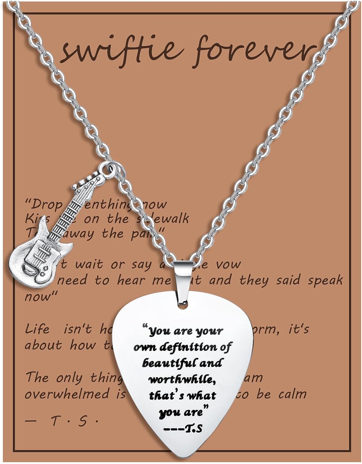COTATI Taylor Quotes Guitar Pick Swifties Necklace, Eras Tour Outfits Jewelry Accessories Inspired Fans Gift Merch