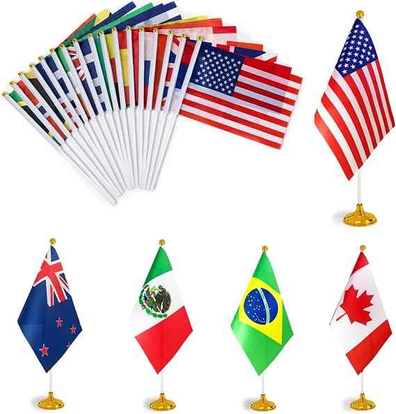 WXTWK 50 Pack Countries Flag World National Table Flag Small Mini Country Desk Flags With Stand Base,For Country Cup Sports Events Grand Opening Party Festival Decorations