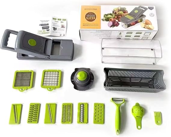 15 PCS Vegetable Chopper, 15 in 1 Multifunctional Carrot Chopper with Container Food Salad Chopper Vegetable Cutter Dicer Cutter