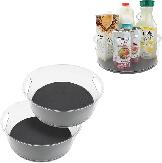 Spectrum Extra Large High Wall Turntable 12.25 in Pack of 2 Charcoal Gray XL Tall Lazy Susan Rotating Organizer for Kitchen Countertop Bath Cabinet Refrigerator Pantry Shelf Under Sink Organization