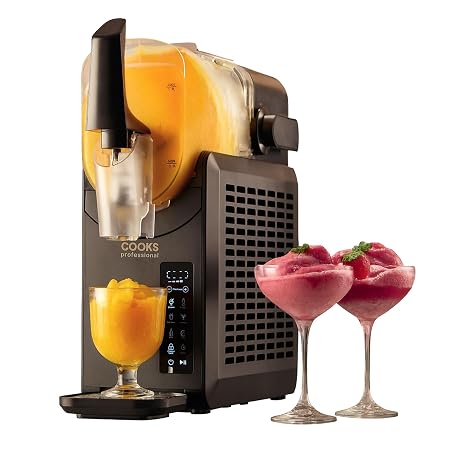 Cooks Professional Slushy Maker | 2.5L Slushie Machine with 5 Presets, Timer, Self-Cleaning & 12hr Cooling Function | Perfect for Slush, Milkshake, Frappé, Frozen Drinks or Cocktails | 220W | Black