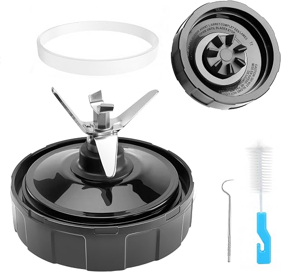 1 Pack 7 Fin Extractor Blade Assembly for Ninja 3.97" Blender Blade Replacement for Ninja Blender Auto iQ BL480 BL482 BL642 BL682 NN102 with Hook, Brush and Ceiling Ring