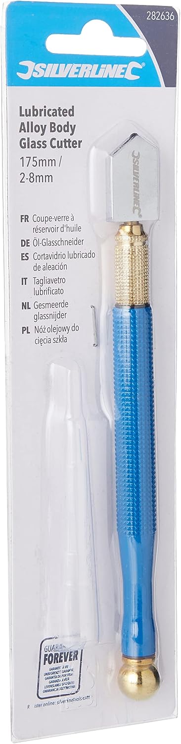 Silverline Lubricated Alloy Body Glass Cutter 175mm  2-8mm 282636