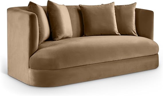 Meridian Furniture 699Beige-L Alder Collection Modern | Contemporary Loveseat with Ultra Luxe Beige 460 GSM Velvet, Solid Wood Frame, 66" W x 36" D x 30" H, Beige