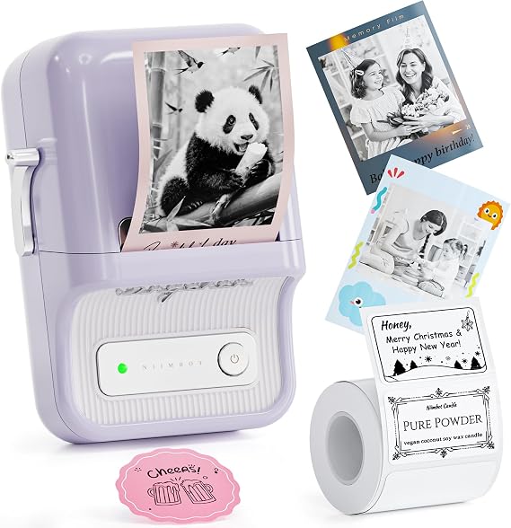 NIIMBOT B21 Pro Label Maker, 300DPI Support Red-Black Printing, Purple