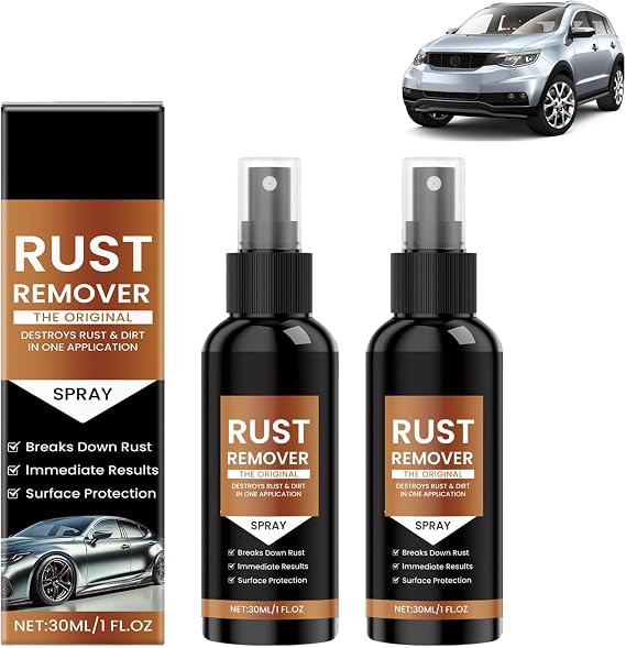 Rust Remover Spray,Rust Remover for Metal,for Heavy Duty Rust Dissolver for Metal, Tools, Cars, Chains 30ml/1 FL OZ (2PCS)
