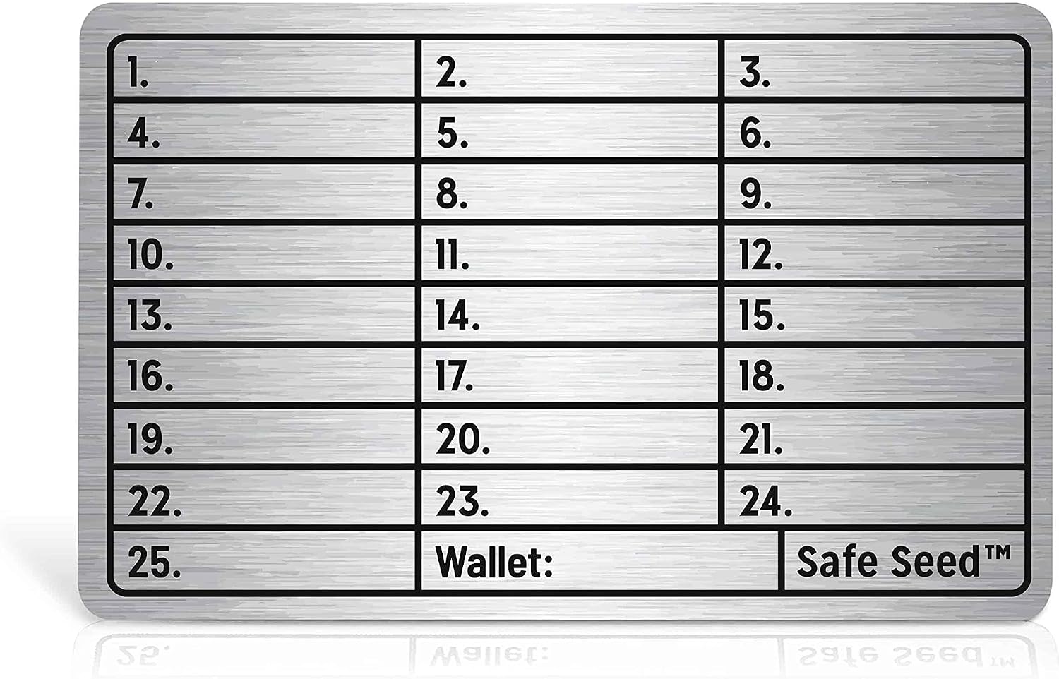 Safe Seed Metal Wallet Stainless Steel Edition 12-25 Word Recovery Passphrase Stamp Plate Cold Storage Bitcoin Ethereum Litecoin Ledger Trezor KeepKey