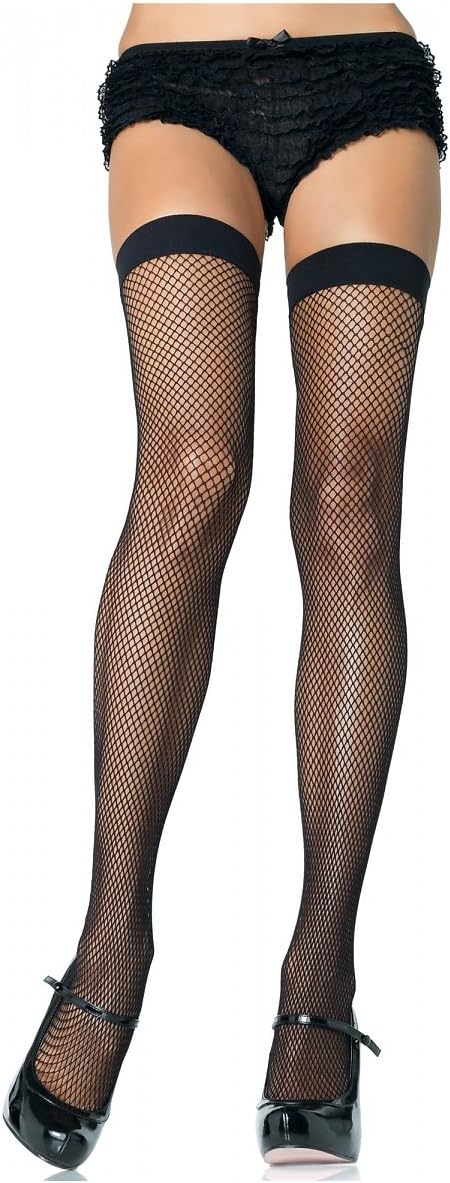 Leg Avenue Nylon Fishnet Thigh Highs Hosiery Red One Size