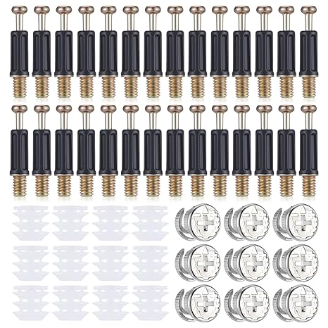 Cam Lock Nuts and Cams Screws, 20 Sets Cam Locks for Furniture M6 X 35mm 3-in-1 Eccentric Hardware Wheels Cams Connector Bolt Fittings Fasteners Hardware Parts