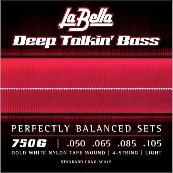 La Bella 750G Gold White Nylon Tapewound Bass Strings - Light
