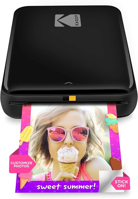 KODAK Step Instant Smartphone Photo Printer, Portable Mini Color Wireless Mobile Printer, Zink 2x3 (5.1x7.5 cm) Sticky-Back Photos, Bluetooth Compatible with iOS & Android Devices, Editing App, Black