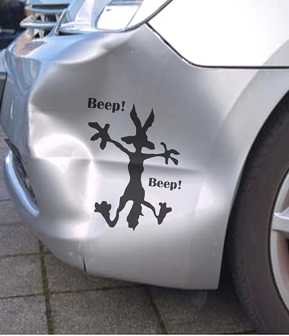 Dent Fix Car Vinyl Decal Stickers - Beep Door Cars Laptop Truck Bumper Window Decal Bandaid Funny Coyote Sticker
