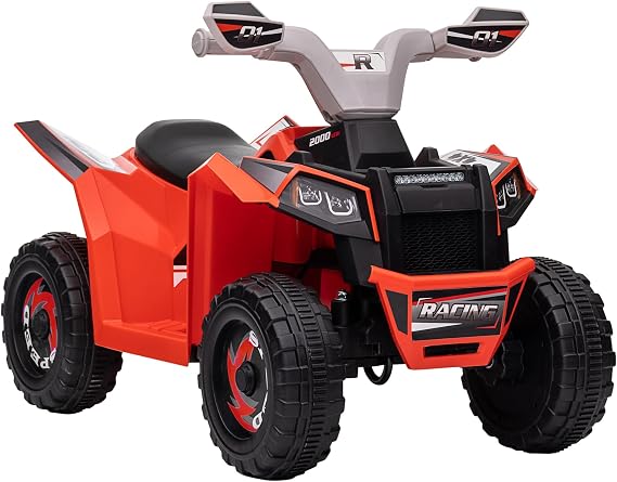 Aosom Kids ATV Quad Car 6V Four-Wheeler for Toddlers 18-36 Months Red