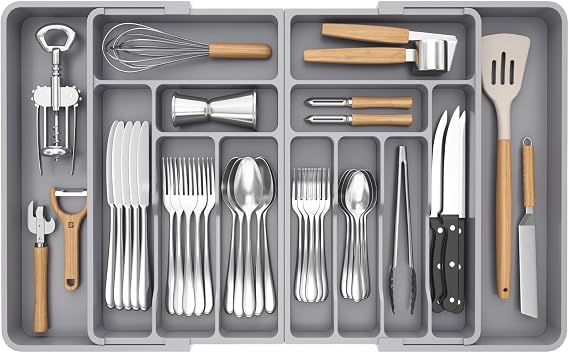 Lifewit Extra Large Cutlery Drawer Organsier, Extendable Tray, 13 Sections