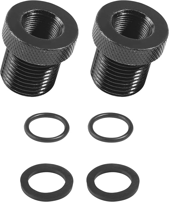 SCUARI 2 Pack Thread Adapters,Car Accessories 1/2x28 to 3/4 x16 Thread Adapter with Rubber Crush Washer,Black Metal Thread Protector Replacement Kit,Applicable to Most Vehicle Models
