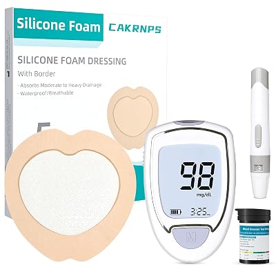 Glucose Monitor Kit, Blood Sugar Monitor with 100 Test Strips &100 Lancets Sacrum Silicone Foam Dressing with Border