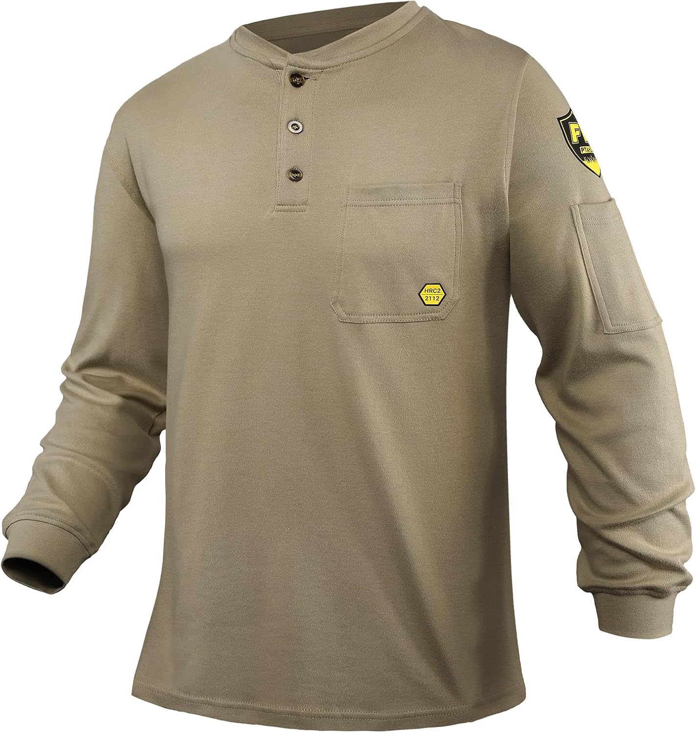 PTAHDUS FR Shirts for Men, 5.5oz CAT2HRC2 Flame Resistant Shirts Long Sleeve, 100% Cotton FR Clothing for Men