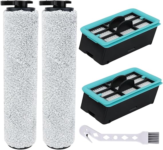 3831 Brush Roll and Filter Replacement Parts for Bissell Crosswave Hard Floor Expert Vacuum 3831 HF2 3845N 3847 3848 4 Pack for Floor Scrubber Wet Dry Vacuum Accessory Kit, 2 Brush Rolls & 2 Filters