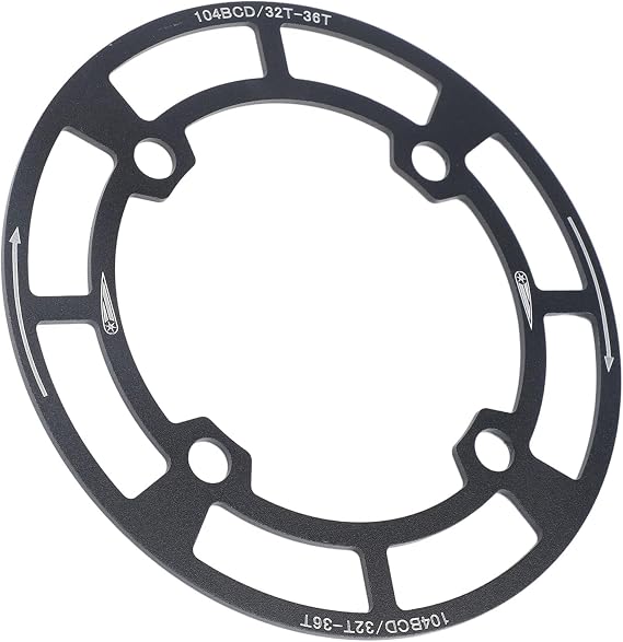 Mountain Bike Chainring Guard 104BCD Aluminum Disc Protector for 32T 34T 36T Cranksets Off Road and Daily Commuting Compatibility (Black-32T-36T)
