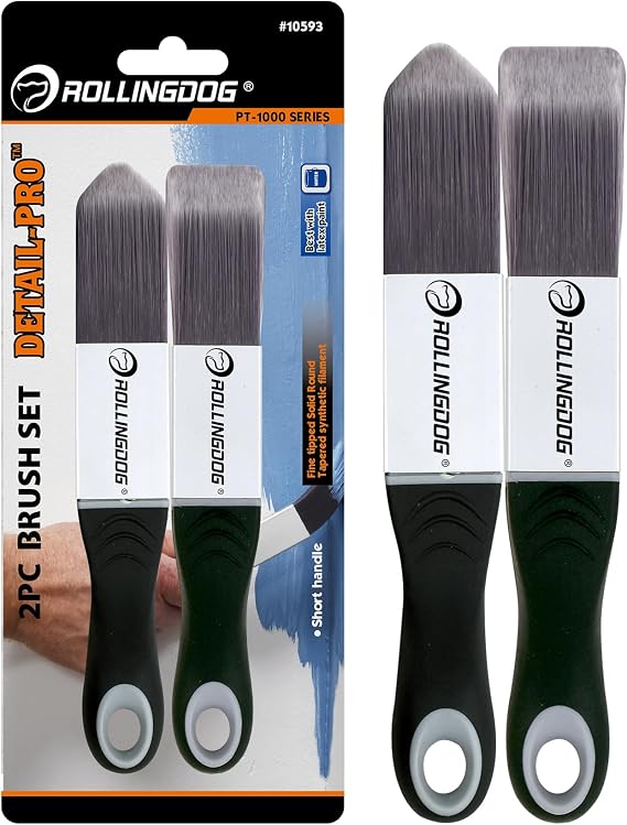 ROLLINGDOG Paint Brush for Trim Edging Paint Brush 2PC | Triangular Brush and Square Trim Brush Cut in Edger Corner Sash Painting