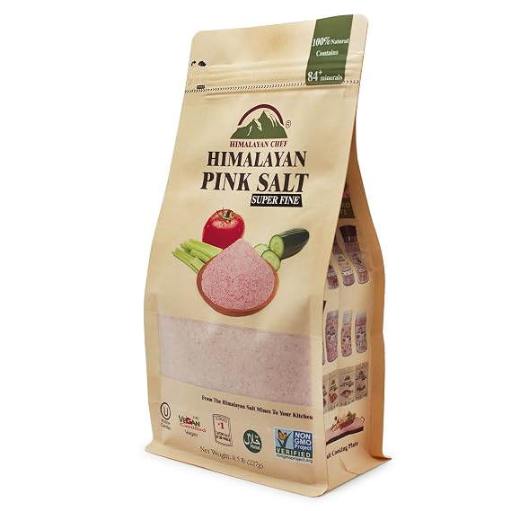 Himalayan Chef Himalayan Pink Salt, Fine Grain, 8 oz, Pure Natural Essential Minerals Rich Pink Salt, Ideal for Cooking, Seasoning, and Baking, Boosts Taste