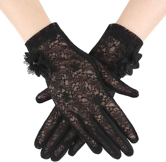 Fascinator Hats for Women Short Lace Gloves Veil Feather Kentucky Derby Hats Tea Party Hat Gloves Set 5Pcs