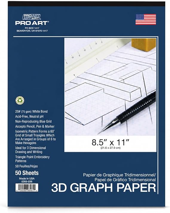 Pro Art 3D Graph Paper 8.5"x 11"20lb Acid Free 50pc