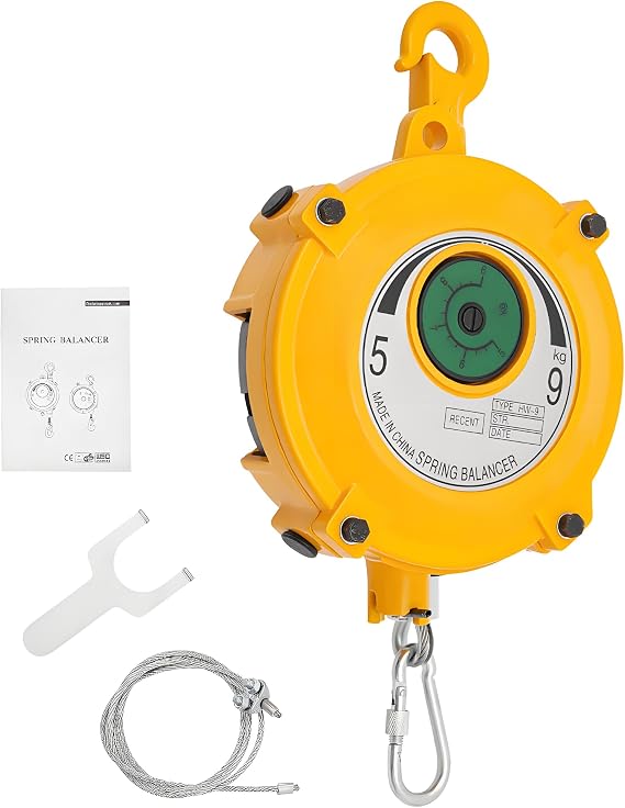 Spring Balancer, 11-20lbs(5-9Kg) Retractable Spring Tool Balancer Hanging Holding Equipment with 59.06in Wire Rope and Hook