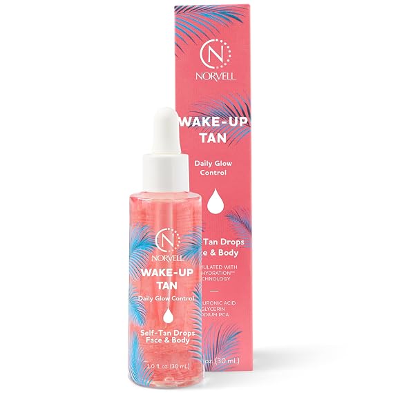 Norvell Wake-Up Tan Clear Self Tanning Drops, Gradual Self Tanner - 1 oz