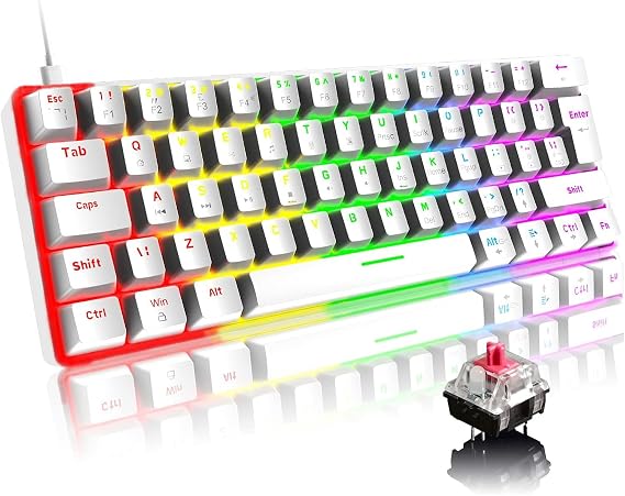 ROBEVE Blic Gaming Keyboard RGB Keyboard 20 Modes Adjustable Color Option RGB Waterproof And Dust Resistant Keyboard Gaming Keyboard Gaming Keyboard Mechanical Keyboard Red Switch (White)