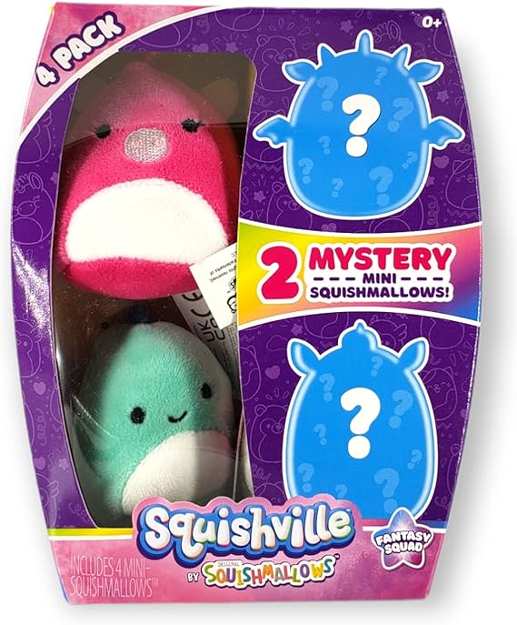 Fantasy Squad 4 Pack of Mini Squishmallows Squishville (2 Mystery + 2 Viewable)